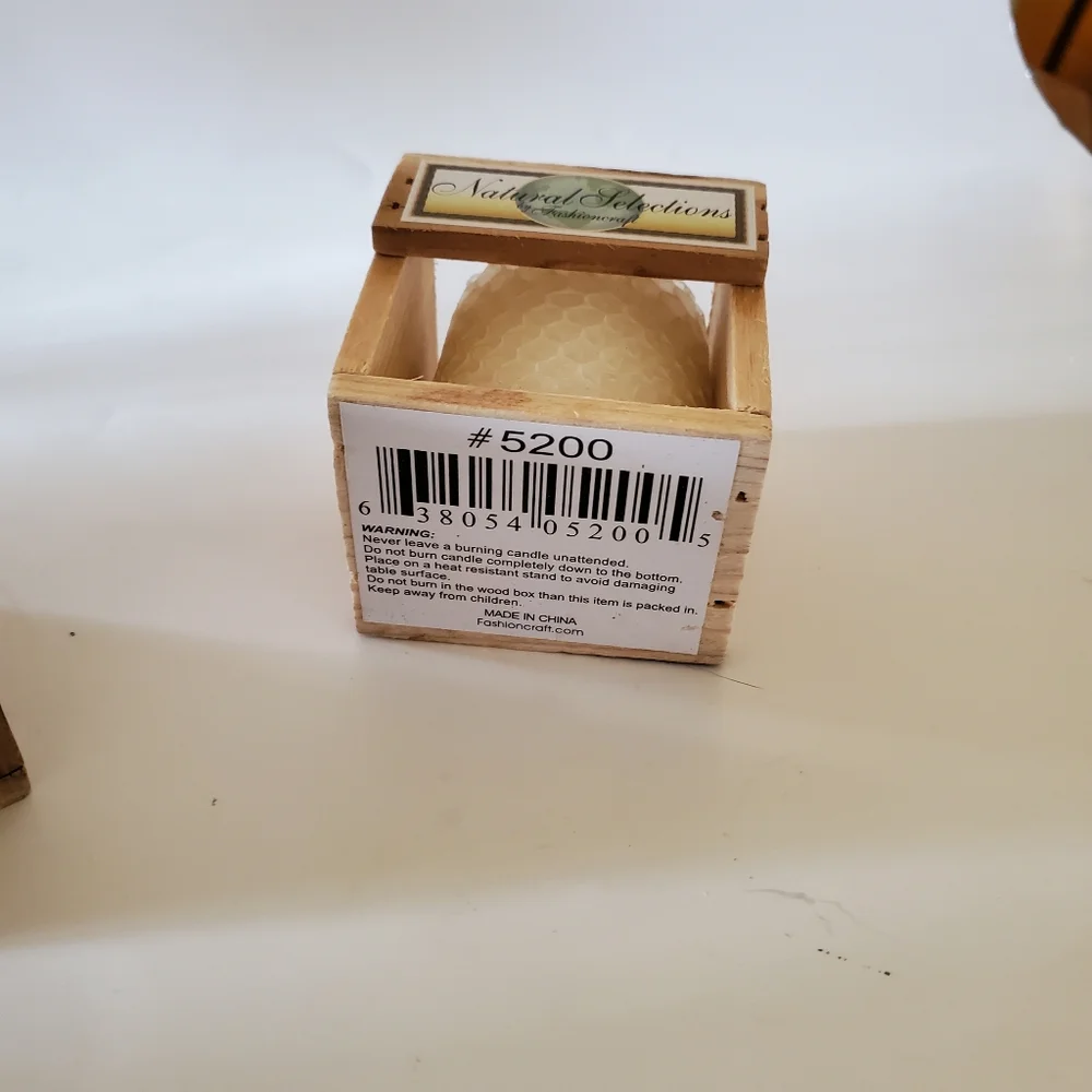 2‎ Natural Selections 100% Beeswax Candles in Mini Crates w Tiny Bee Cottagecore